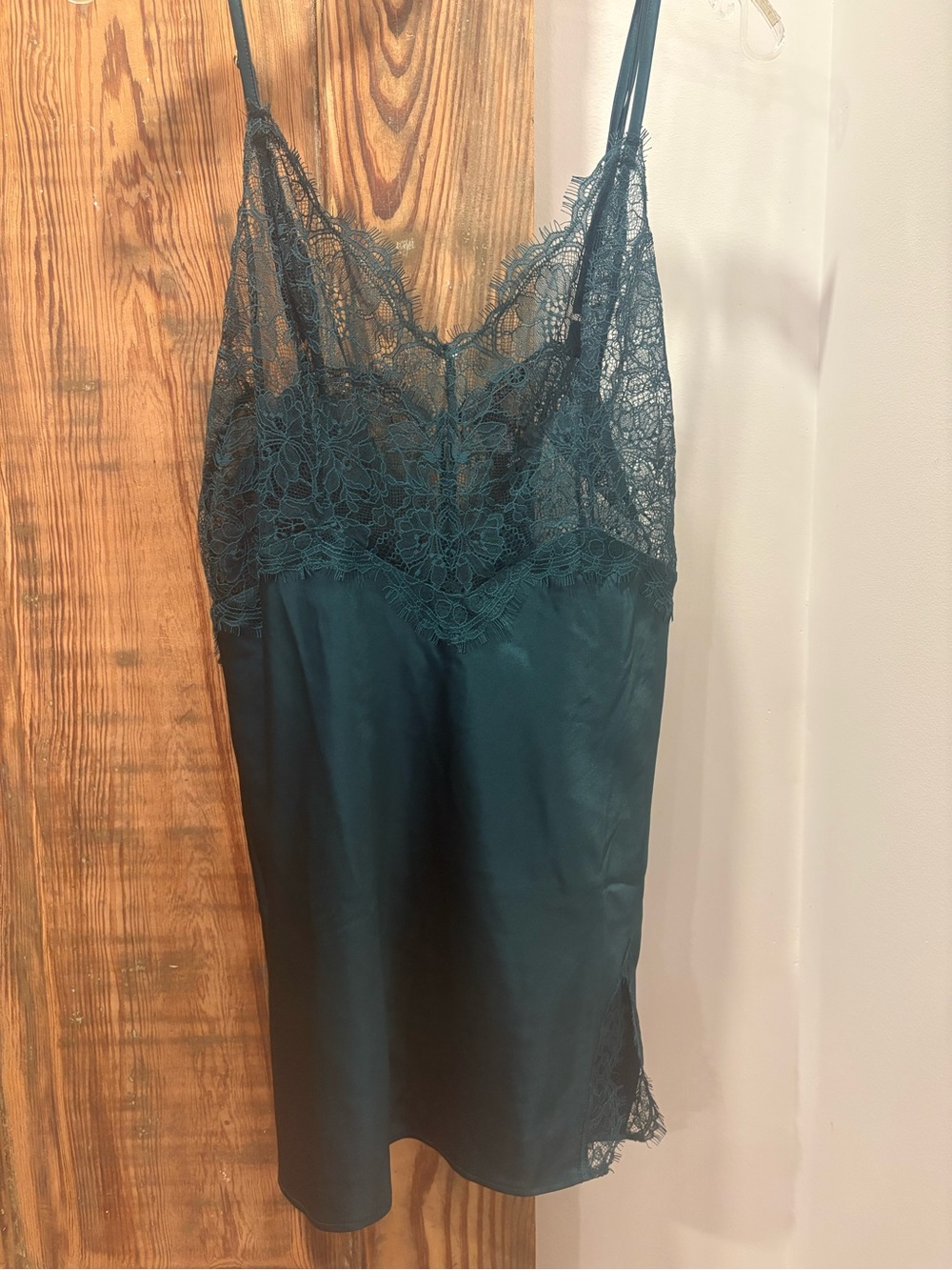 Victoria's Secret Teal Lace Satin Chemise